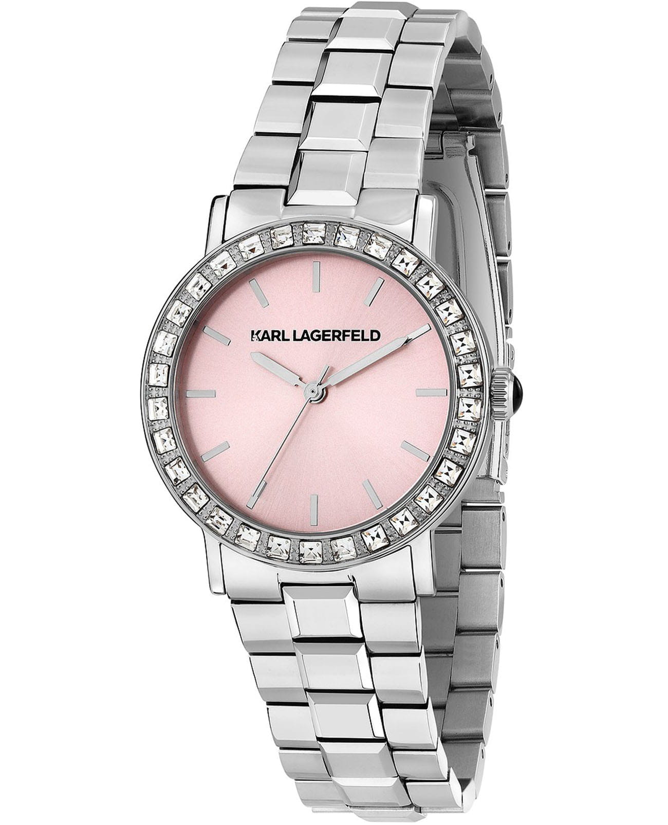 Karl Lagerfeld Karl Lagerfeld Crystals R0553100512  R0553100512 кварцевые женские часы розовый циферблат, браслет нержавеющая сталь — вид спереди