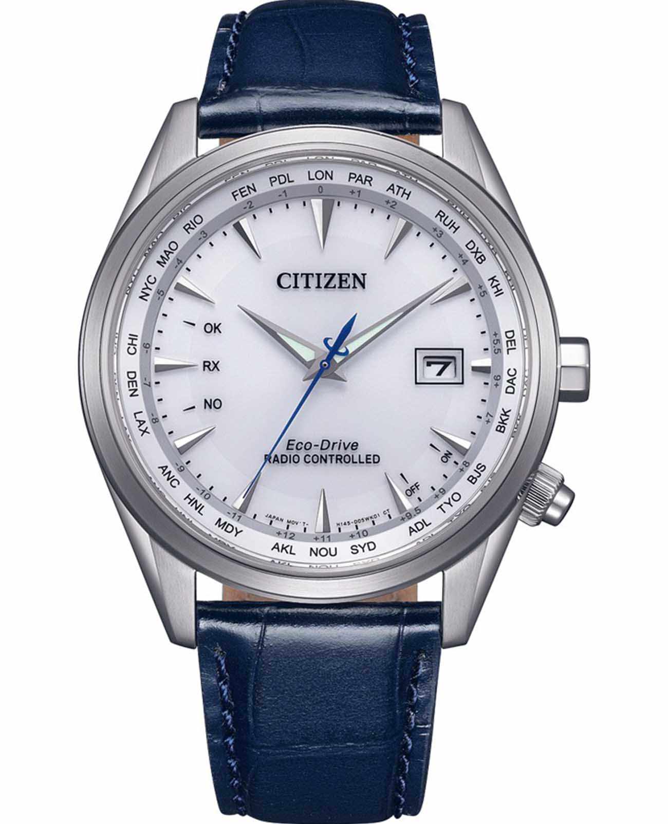 Citizen Citizen Eco-Drive CB0270-10A  CB0270-10A кварцевые мужские часы белый циферблат, браслет кожаный — вид спереди