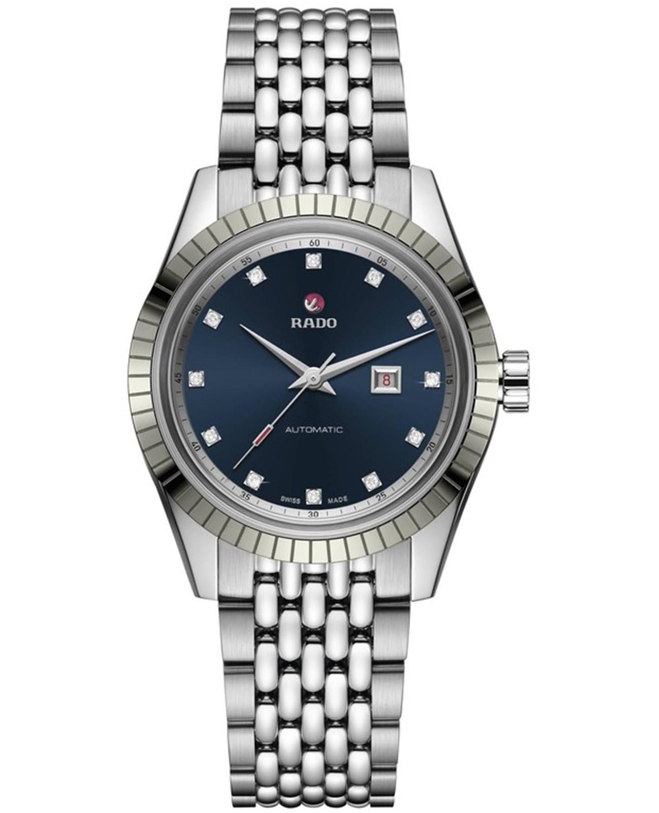 Rado Rado Hyperchrome Automatic Diamonds R33101713  R33101713 механические мужские часы синий циферблат, браслет нержавеющая сталь — вид спереди