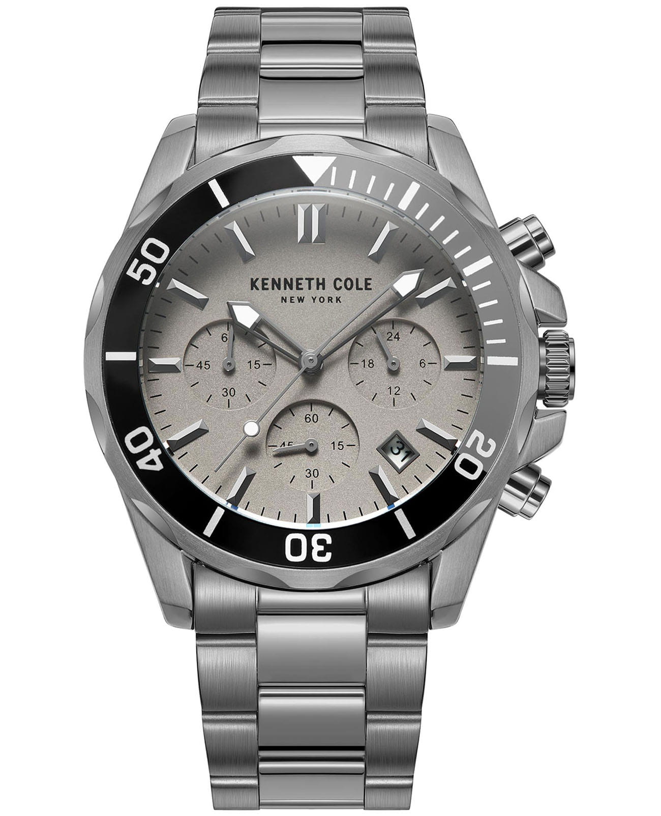 Kenneth Cole Kenneth Cole Dress Sport KCWGK2219002  KCWGK2219002 кварцевые мужские часы серебристый циферблат, браслет нержавеющая сталь — вид спереди