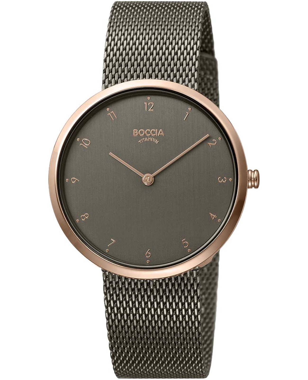 Boccia Titanium Boccia Titanium 3309-10  3309-10 кварцевые женские часы зеленый циферблат, браслет нержавеющая сталь с pvd-покрытием — вид спереди