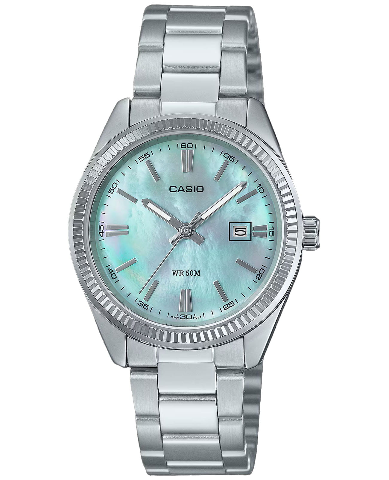 Casio Casio Collection LTP-1302DS-2A   LTP-1302DS-2A  кварцевые женские часы бирюзовый циферблат, браслет нержавеющая сталь — вид спереди