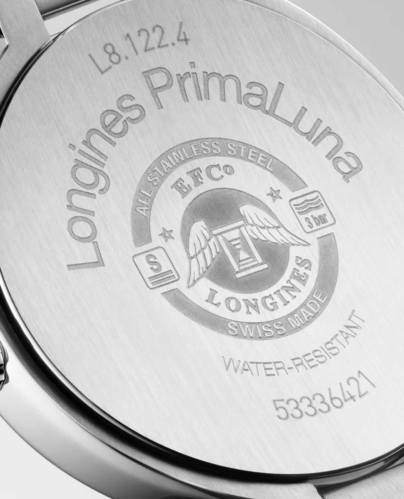 Longines Longines PrimaLuna L8.122.4.71.6 кварцевые женские часы часы крупный план белый циферблата