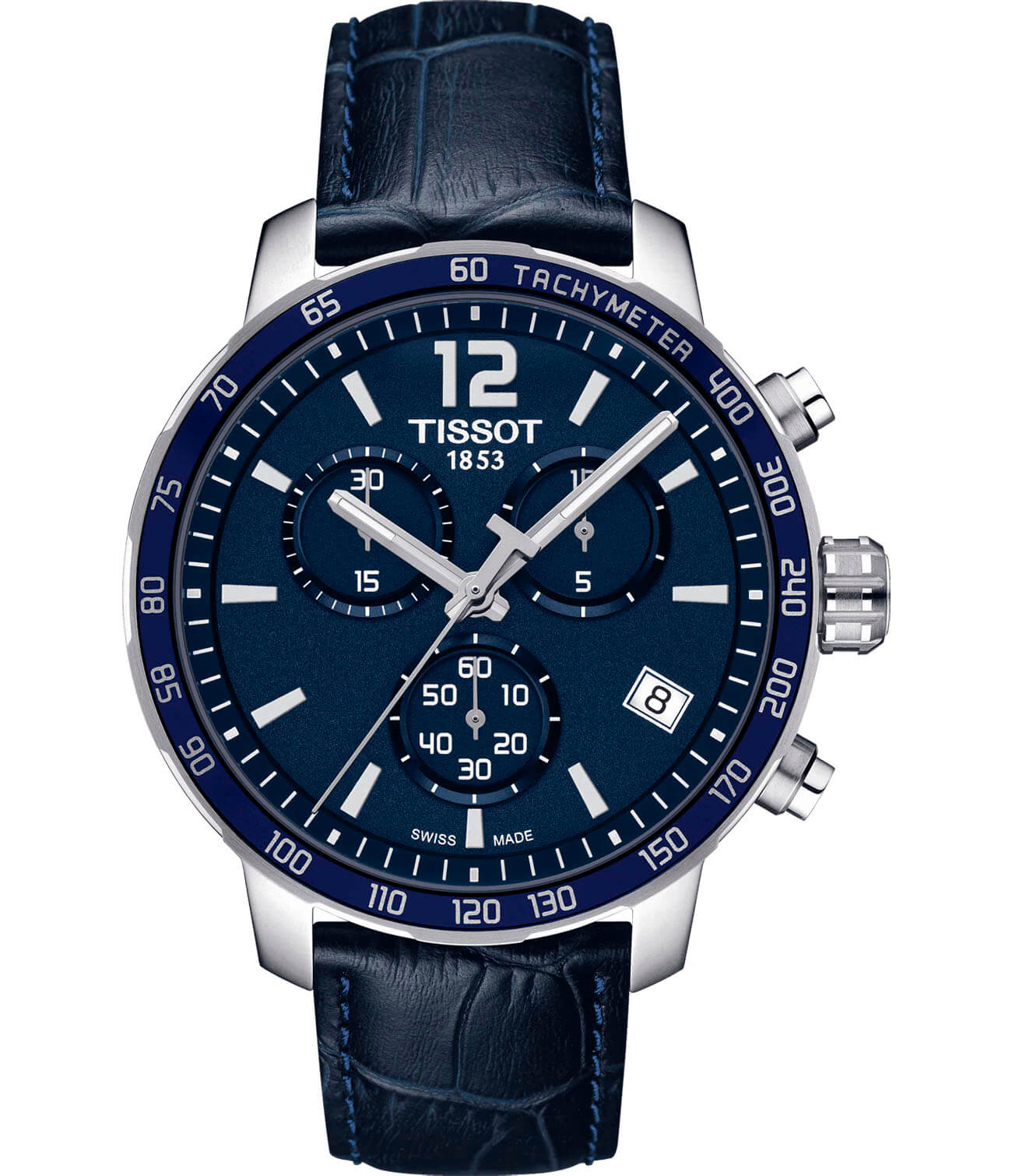 Tissot Tissot T-Sport Quickster T095.417.16.047.00 Quickster T0954171604700 кварцевые мужские часы синий циферблат, браслет кожаный — вид спереди
