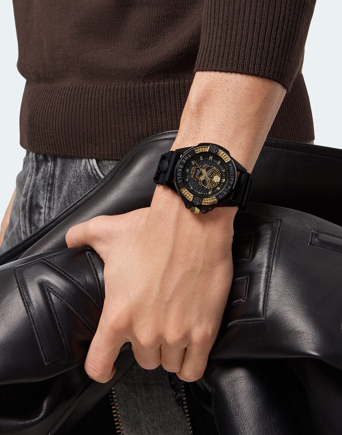 Philipp Plein Philipp Plein The Skull PWAAA1321 кварцевые мужские часы часы крупный план черный циферблата