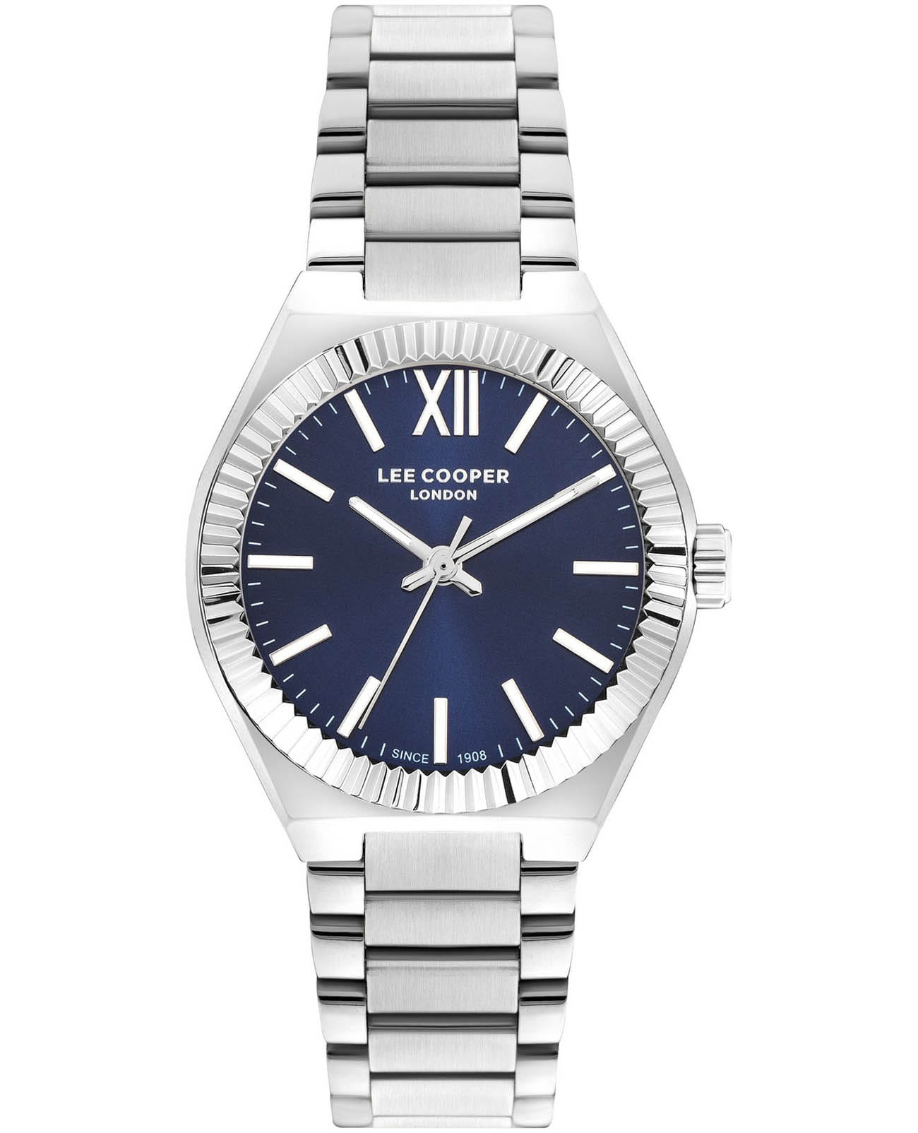 Lee Cooper Lee Cooper LC07970.390  LC07970.390 кварцевые женские часы синий циферблат, браслет нержавеющая сталь — вид спереди