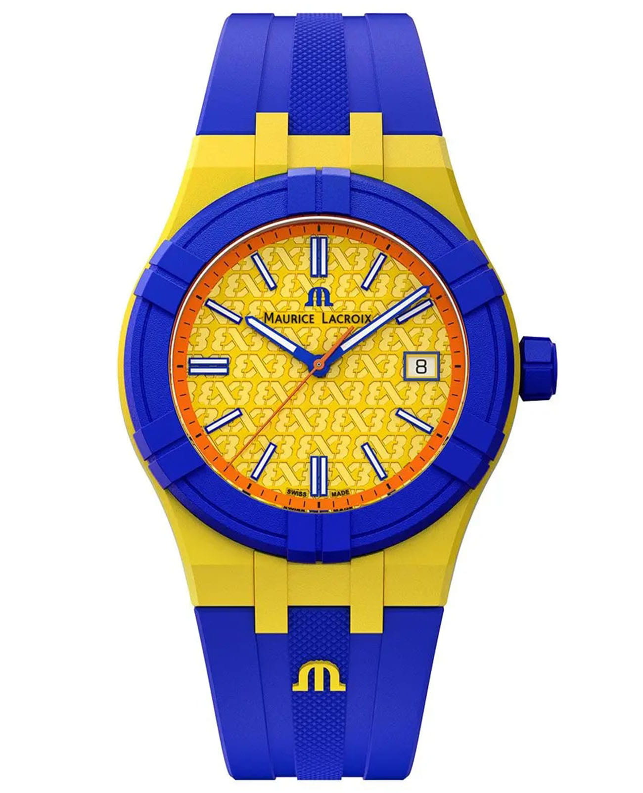 Maurice Lacroix Maurice Lacroix Aikon Tide Special Edition FIBA 3x3 AI2008-68YZ8-800-0  AI2008-68YZ8-800-0 кварцевые мужские часы белый циферблат, браслет каучук — вид спереди