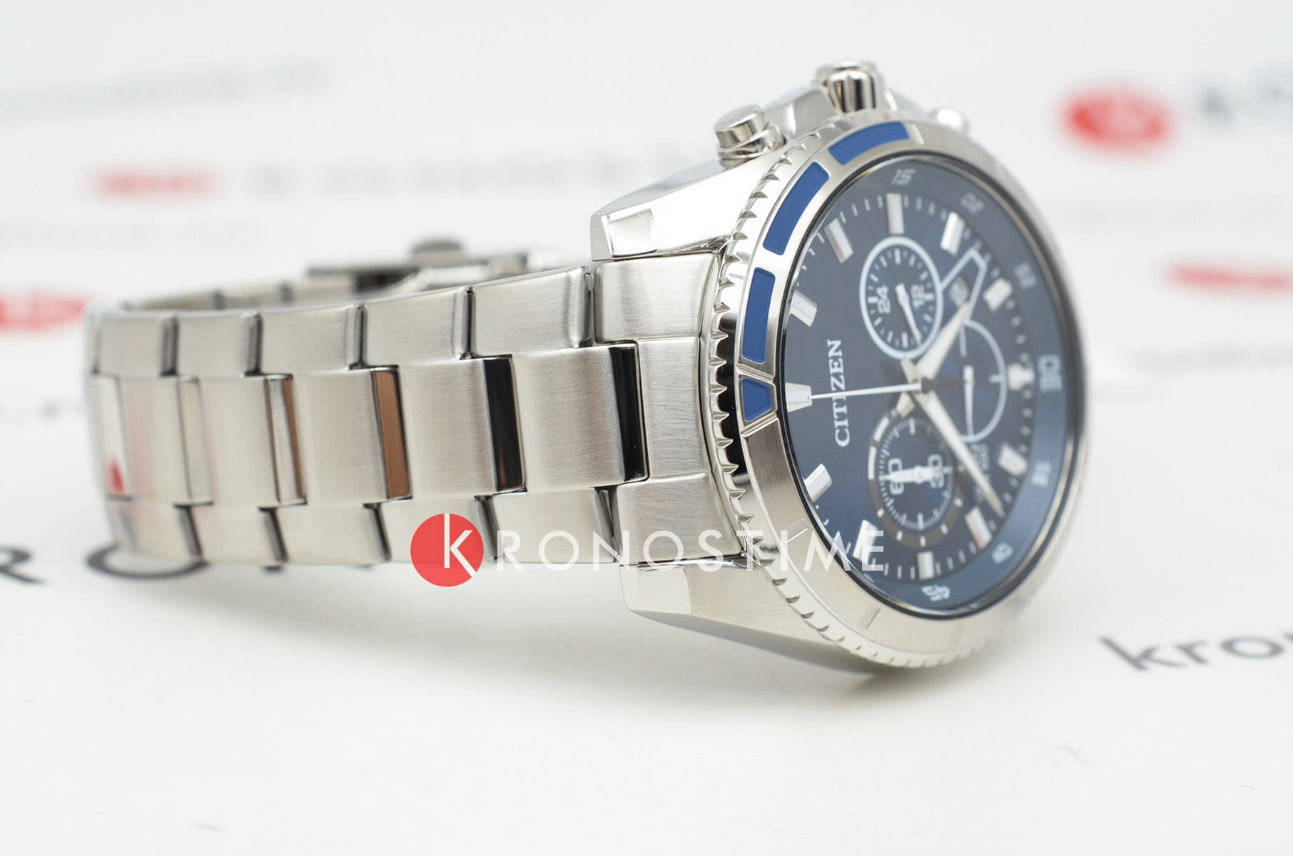 Citizen Citizen Chronograph AN8201-57L кварцевые мужские часы часы крупный план синий циферблата