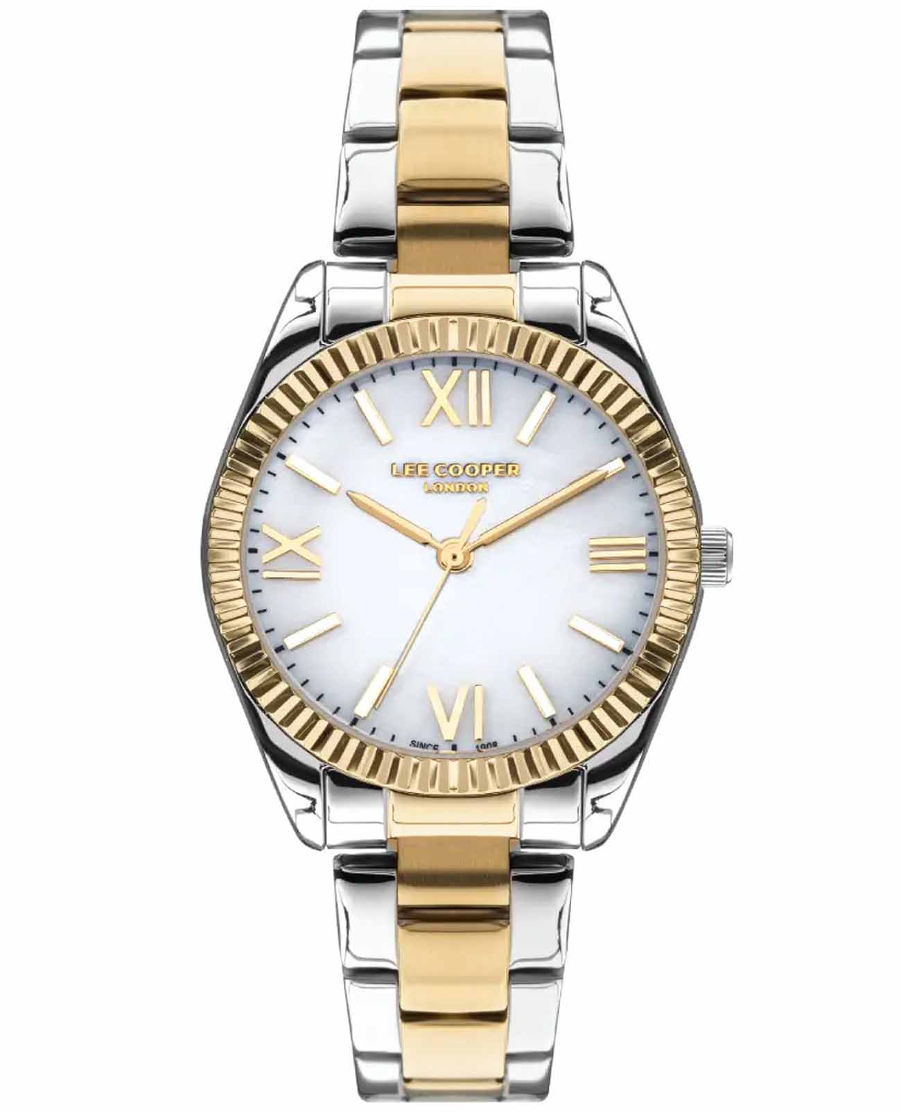 Lee Cooper Lee Cooper LC07459.220  LC07459.220 кварцевые женские часы серебристый циферблат, браслет нержавеющая сталь с ip-покрытием — вид спереди