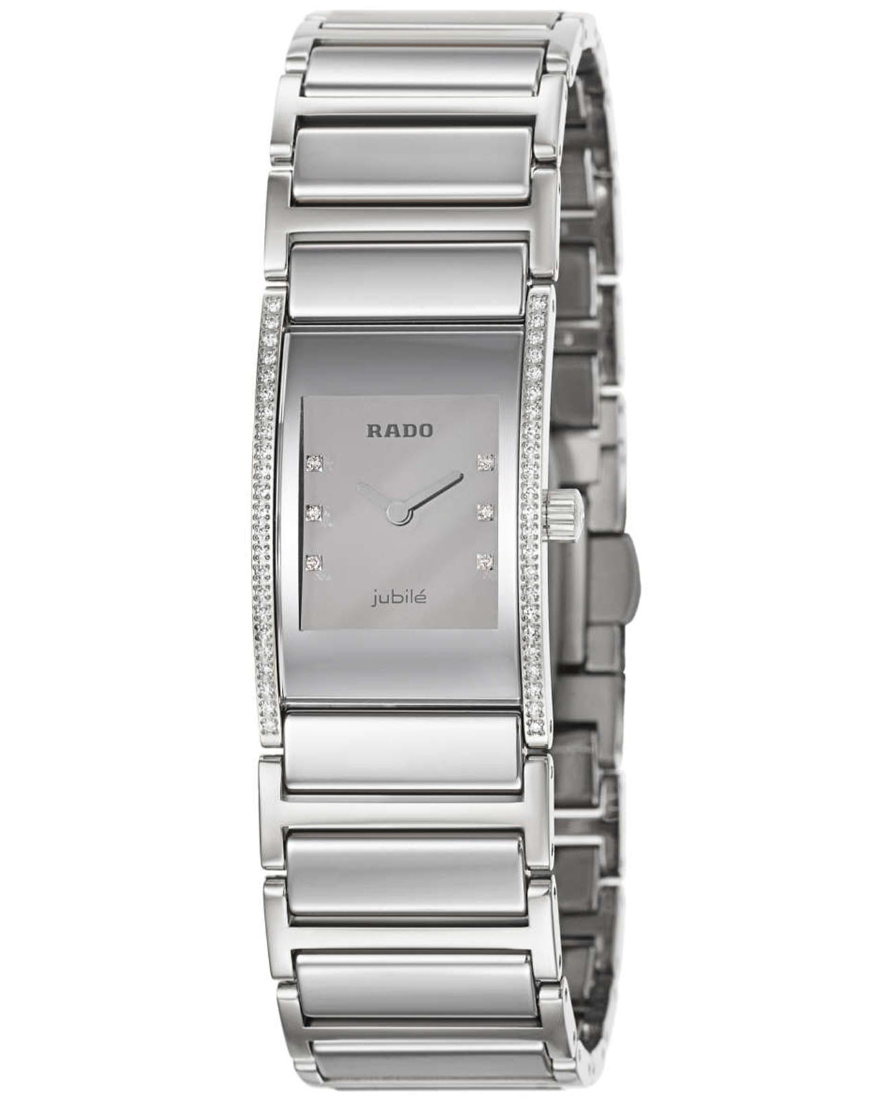 Rado Rado Integral Diamonds R20733712  R20733712 кварцевые женские часы серый циферблат, браслет сталь + керамические вставки — вид спереди