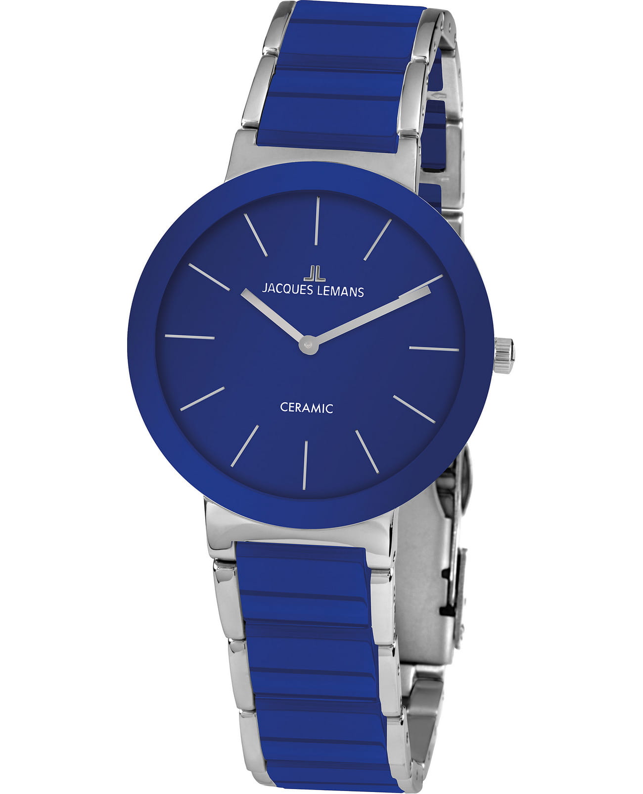 Jacques Lemans Jacques Lemans High Tech Ceramic 42-7U  42-7U кварцевые женские часы синий циферблат, браслет керамика — вид спереди