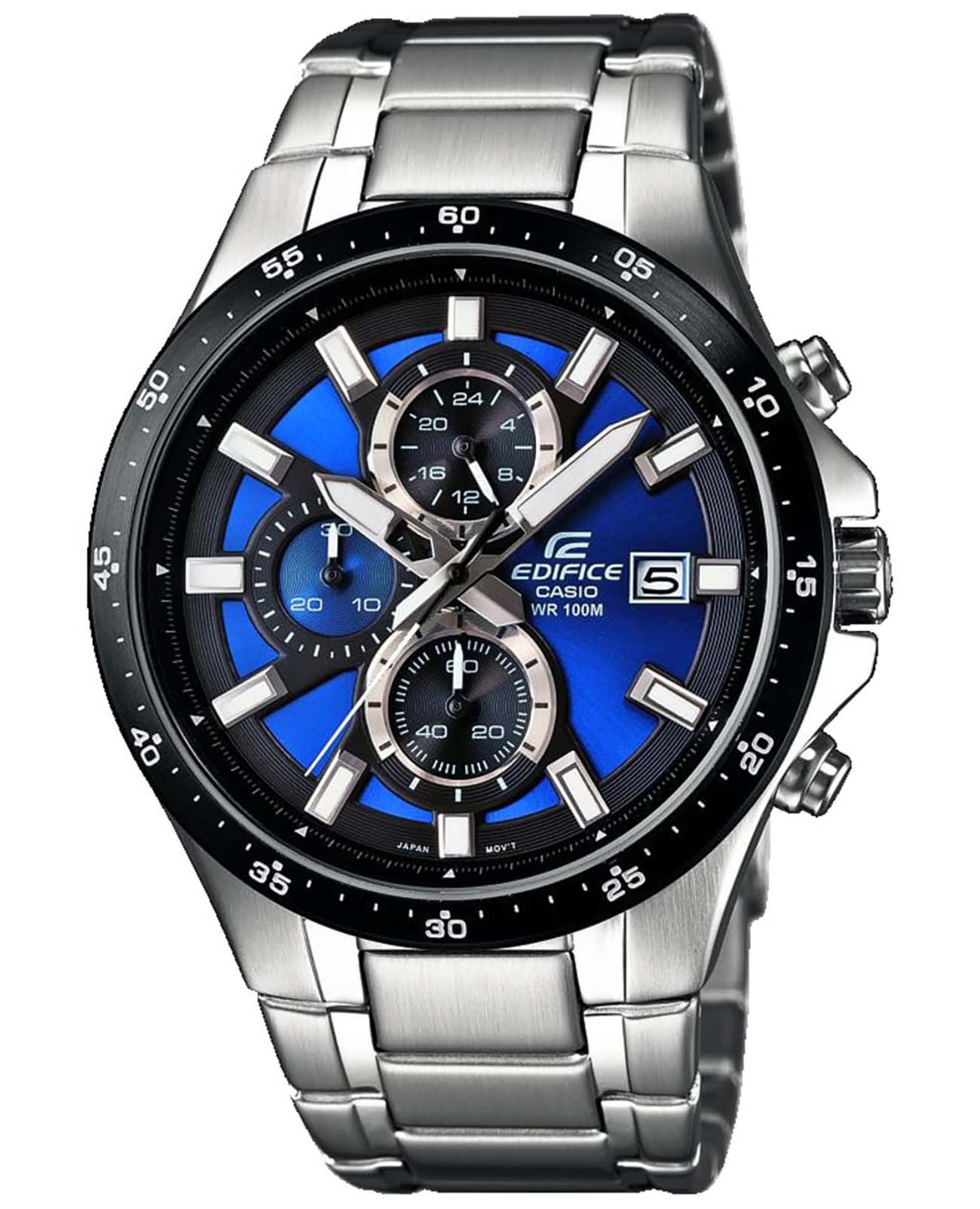 Casio Casio Edifice EFR-519D-2A EFR EFR-519D-2A кварцевые мужские часы синий циферблат, браслет нержавеющая сталь — вид спереди