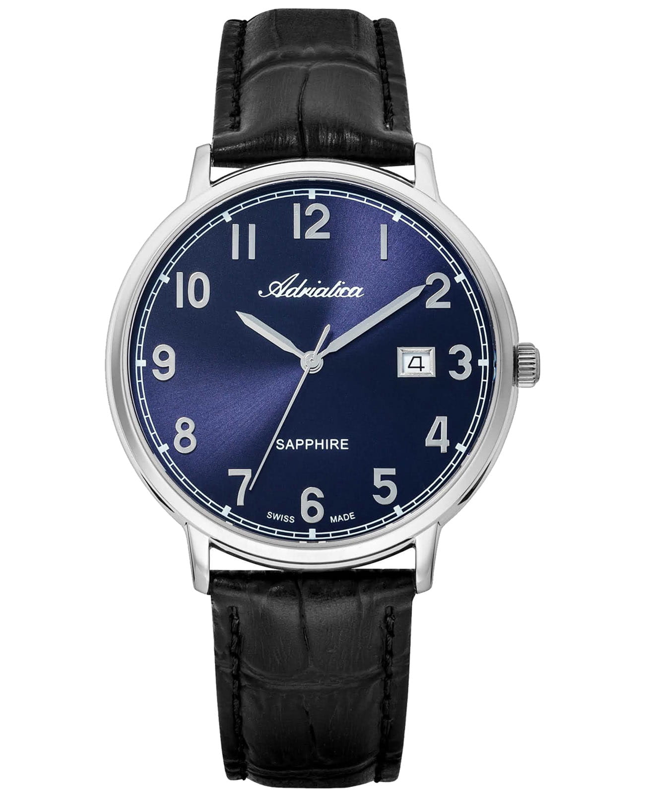 Adriatica Adriatica Paris A1283.5225Q  A1283.5225Q кварцевые мужские часы синий циферблат, браслет кожаный — вид спереди