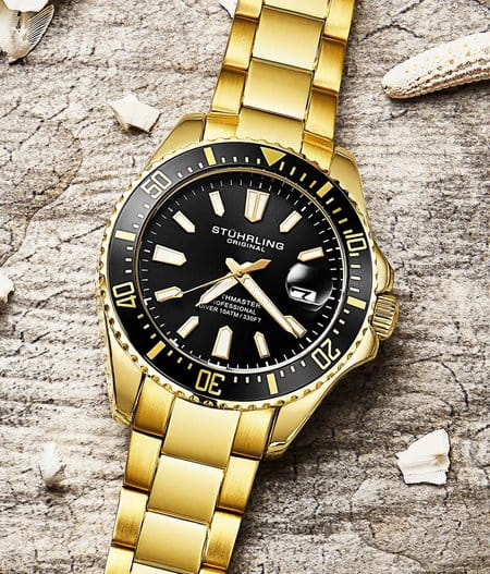 Stuhrling Stuhrling Aquadiver 3950A.7 , наручные мужские часы фото под углом