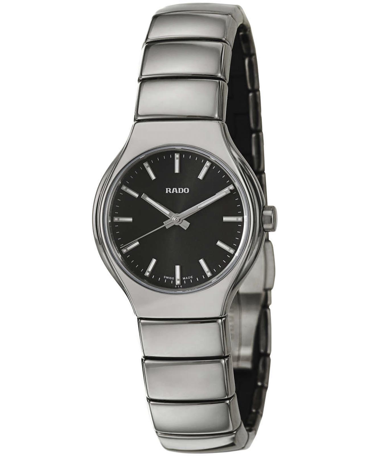 Rado Rado True R27656162  R27656162 кварцевые женские часы черный циферблат, браслет высокотехнологичная плазменная керамика — вид спереди