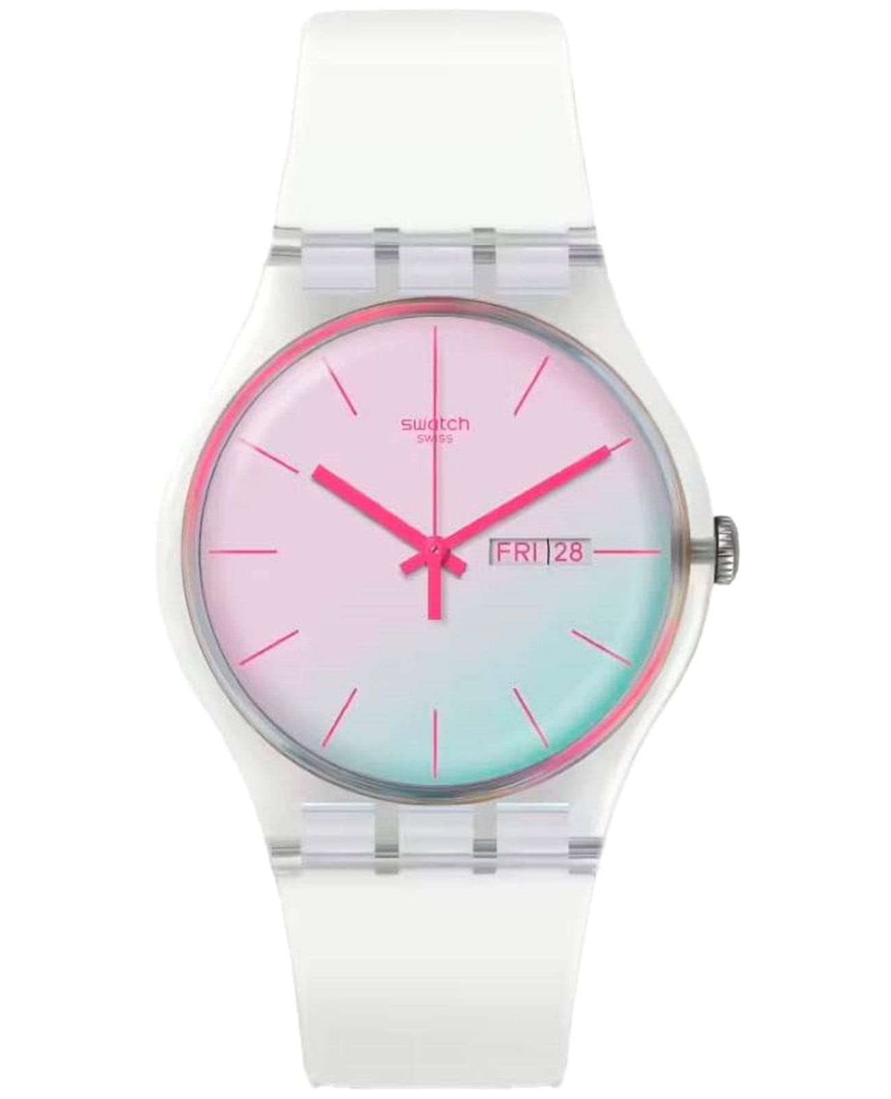 Swatch Swatch New Gent Biosourced SO29K704-S14  SO29K704-S14 кварцевые женские часы белый циферблат, браслет силикон — вид спереди