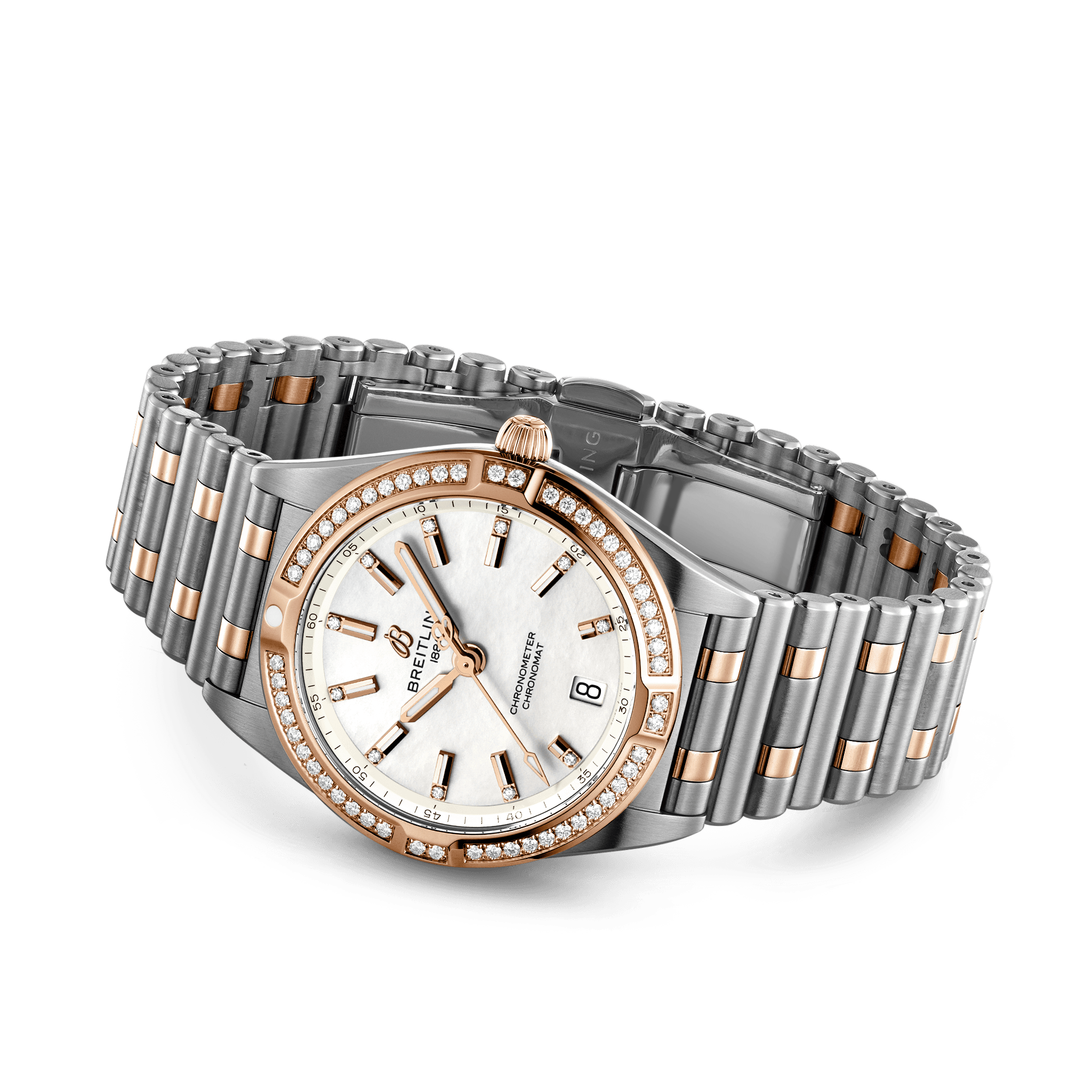 Breitling Breitling Chronomat 32 U77310591A2U1, chronomat швейцария женские часы на браслете нержавеющая сталь + золото 18к боковой вид