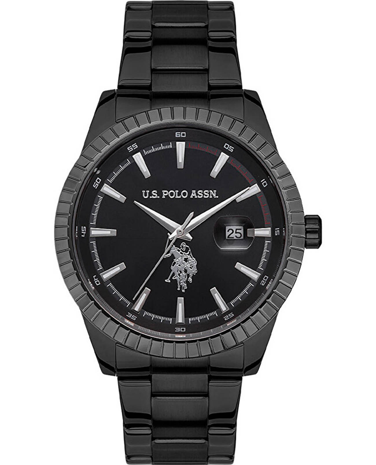 U.S. Polo Assn. U.S. Polo Assn. Fundamental USPA1042-03  USPA1042-03 кварцевые мужские часы черный циферблат, браслет нержавеющая сталь с ip-покрытием — вид спереди