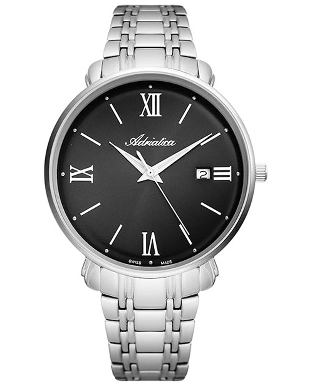 Adriatica Adriatica A1284.5164Q  A1284.5164Q кварцевые мужские часы черный циферблат, браслет нержавеющая сталь — вид спереди
