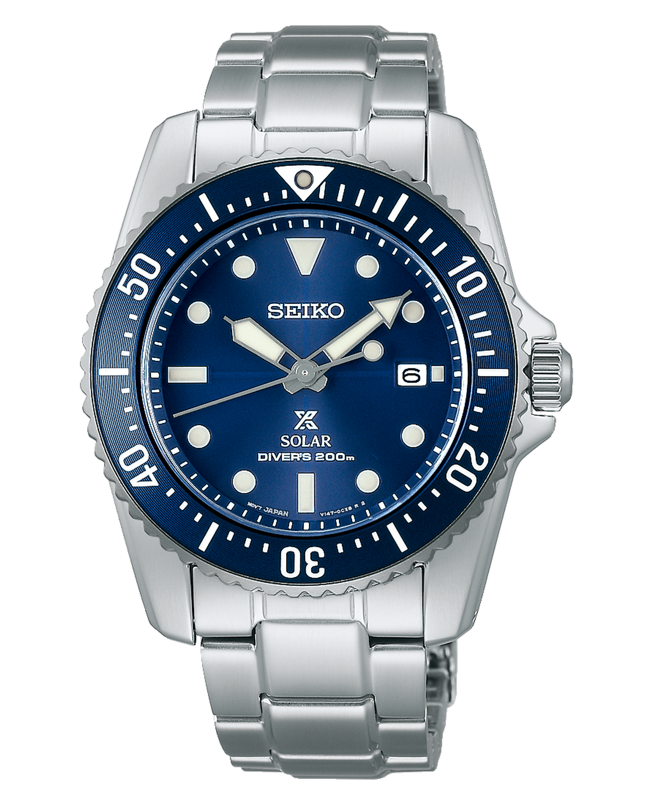 Seiko Seiko Prospex SNE585P1  SNE585P1 кварцевые мужские часы синий циферблат, браслет нержавеющая сталь — вид спереди