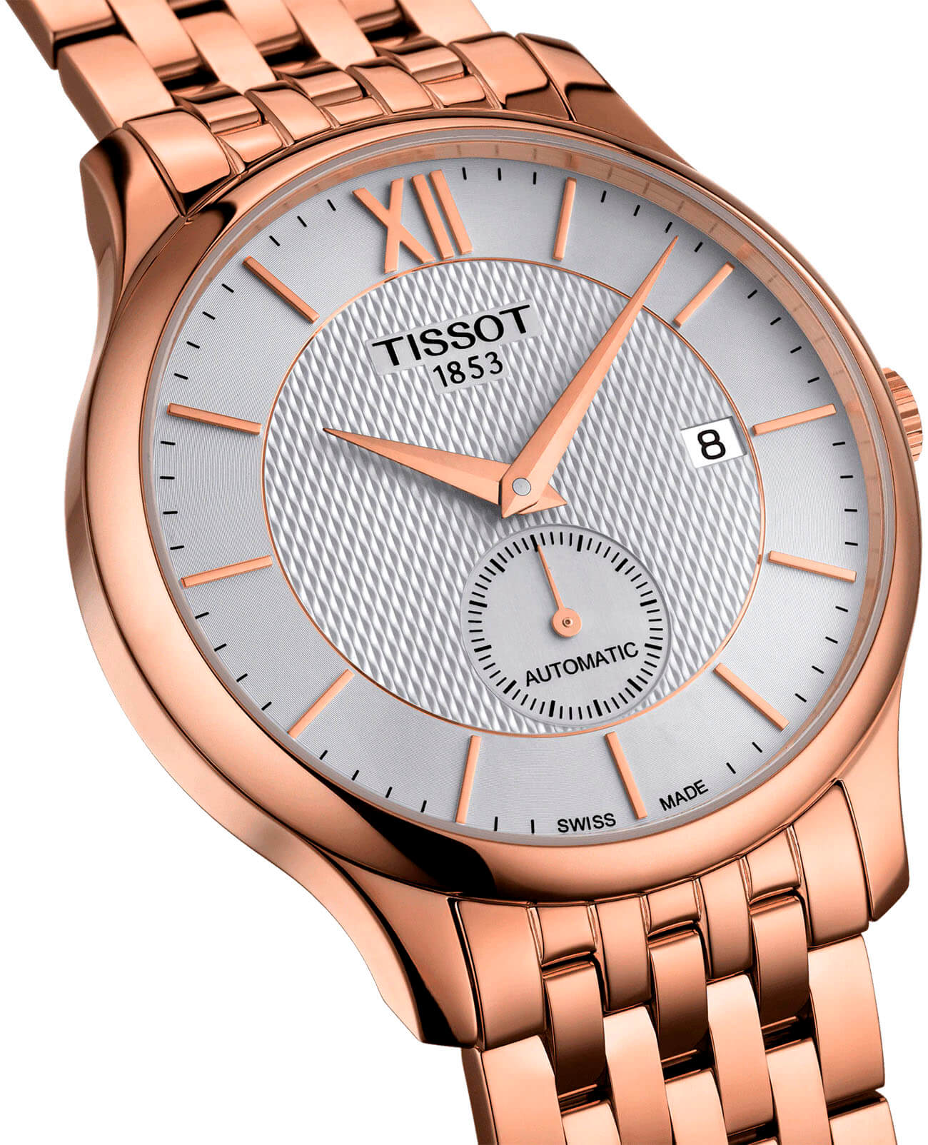 Tissot Tissot Tradition Automatic Small Second T063.428.33.038.00, t-classic швейцария мужские часы на браслете сталь c pvd покрытием боковой вид