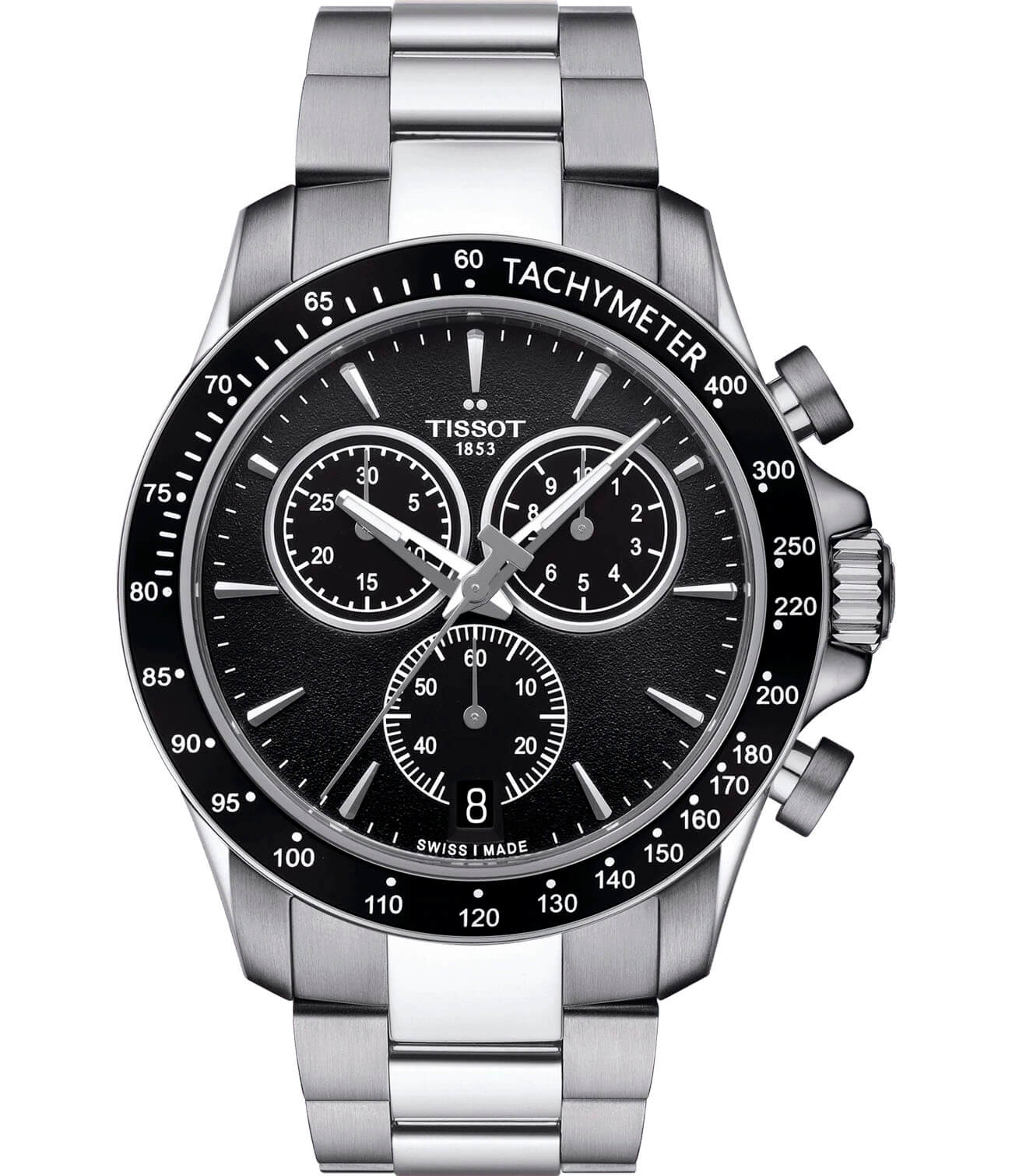 Tissot Tissot V8 Quartz Chronograph T106.417.11.051.00 V8  T1064171105100 кварцевые мужские часы черный циферблат, браслет нержавеющая сталь — вид спереди