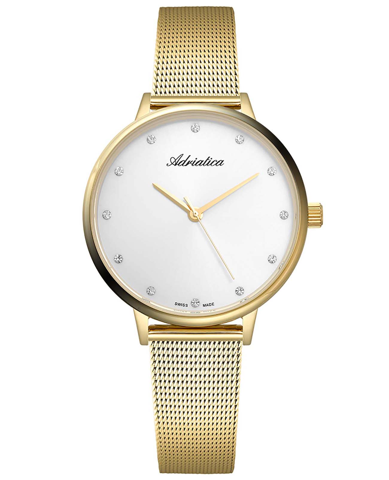 Adriatica Adriatica A3573.1143Q  A3573.1143Q кварцевые женские часы белый циферблат, браслет сталь c pvd покрытием — вид спереди