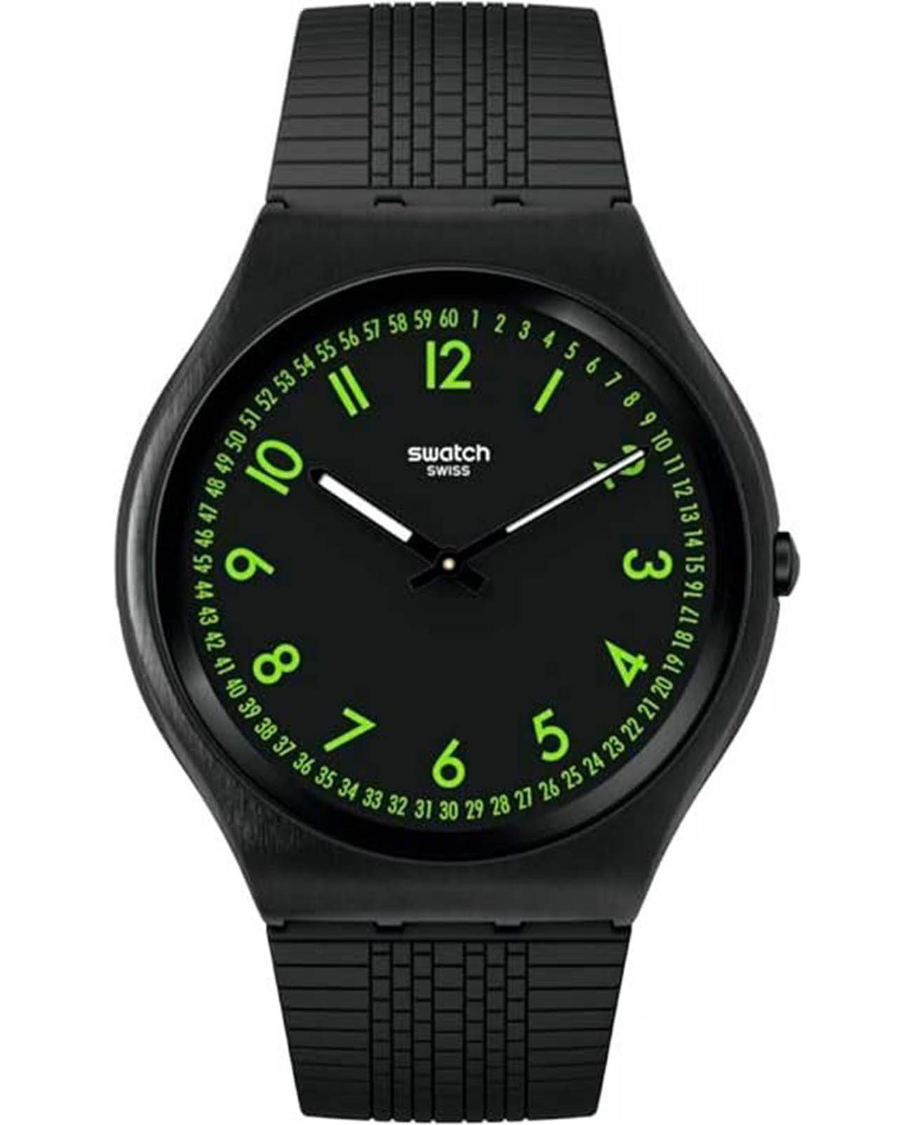 Swatch Swatch Skin Irony 42 SS07B108  SS07B108 кварцевые женские часы черный циферблат, браслет резина — вид спереди