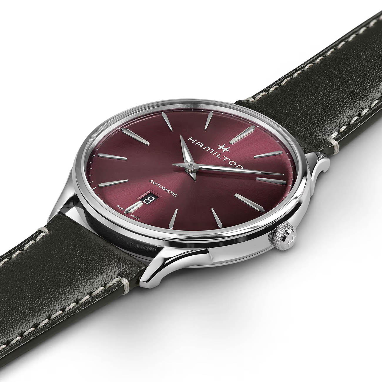 Hamilton Hamilton Thinline Auto H38525771,  швейцария мужские часы на браслете кожаный боковой вид