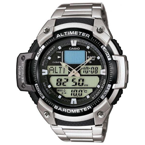 Casio Casio Illuminator SGW-400HD-1B  SGW-400HD-1B кварцевые мужские часы серый циферблат, браслет 18-каратное желтое золото — вид спереди