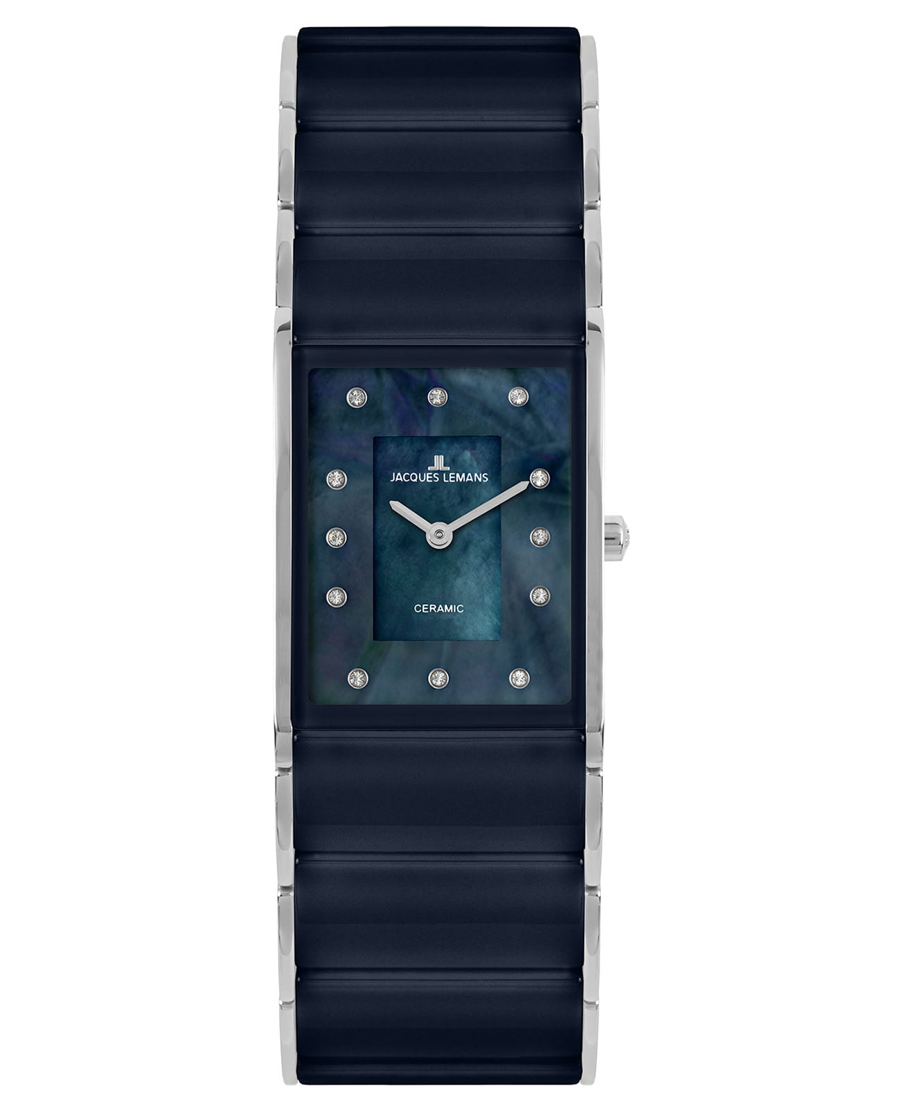 Jacques Lemans Jacques Lemans Dublin 1-1940H  1-1940H кварцевые женские часы синий циферблат, браслет сталь с ip покрытием + керамика — вид спереди