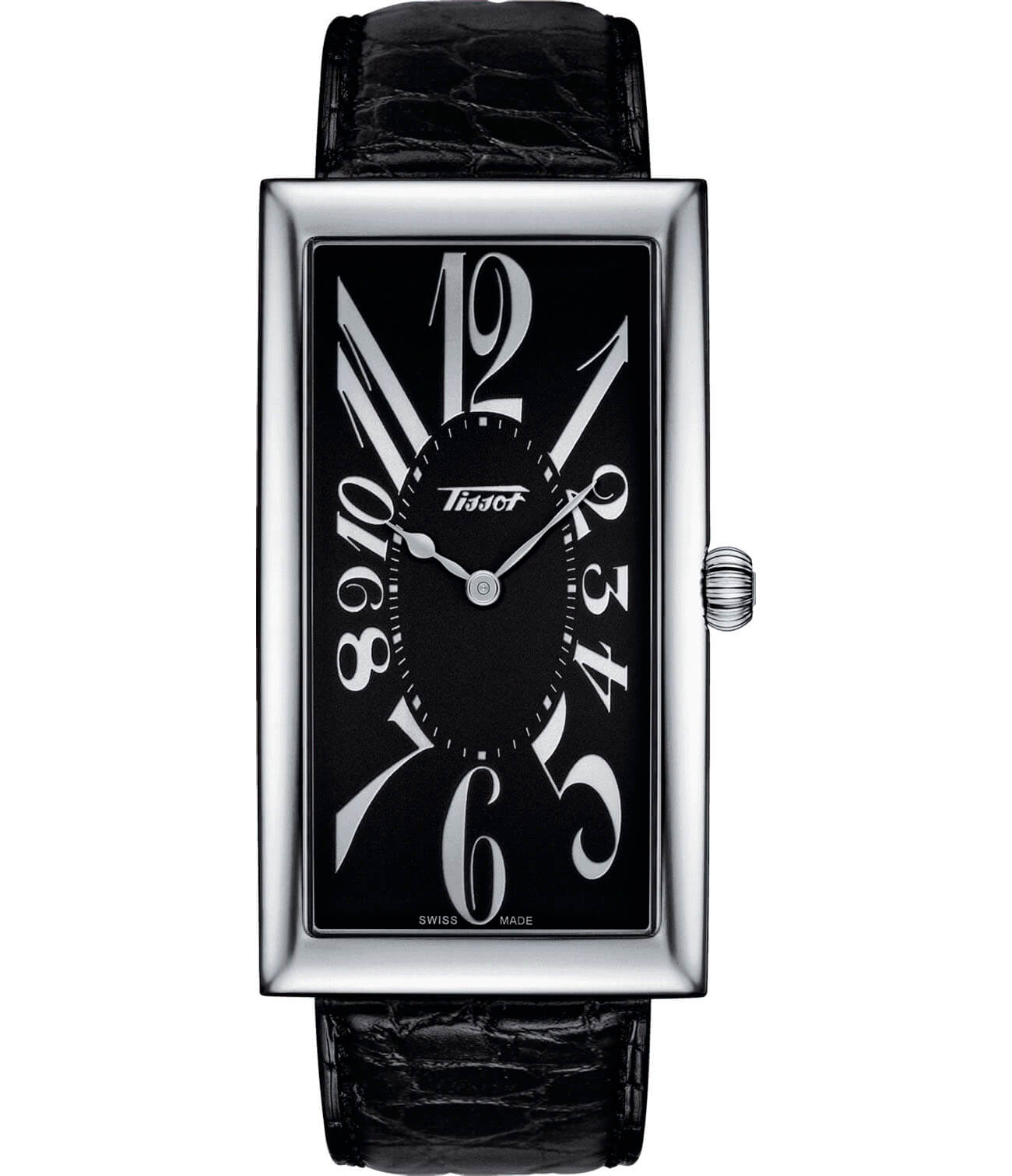 Tissot Tissot Heritage Banana Centenary Edition T117.509.16.052.00  T1175091605200 кварцевые мужские часы черный циферблат, браслет кожаный — вид спереди