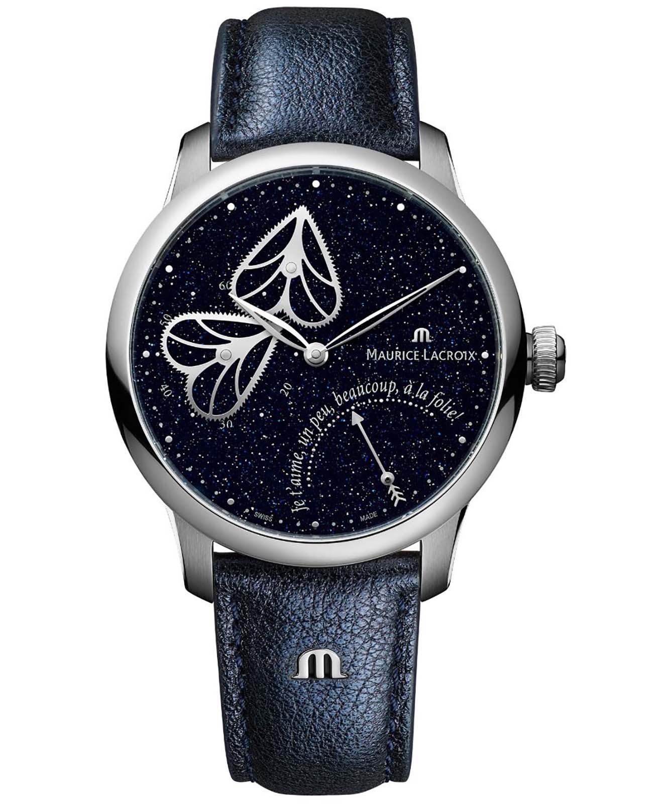 Maurice Lacroix Maurice Lacroix Masterpiece Embrace MP6068-SS001-430-1  MP6068-SS001-430-1 механические женские часы синий циферблат, браслет кожаный — вид спереди