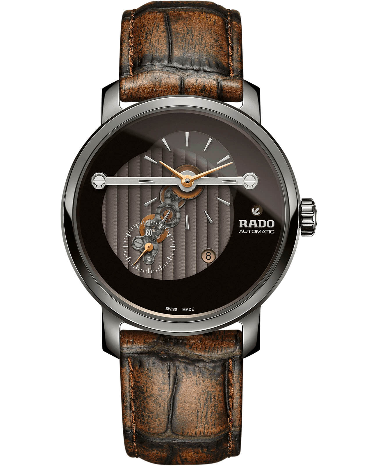 Rado Rado Diamaster Automatic R14061306 Automatic R14061306 механические мужские часы черный циферблат, браслет кожаный — вид спереди