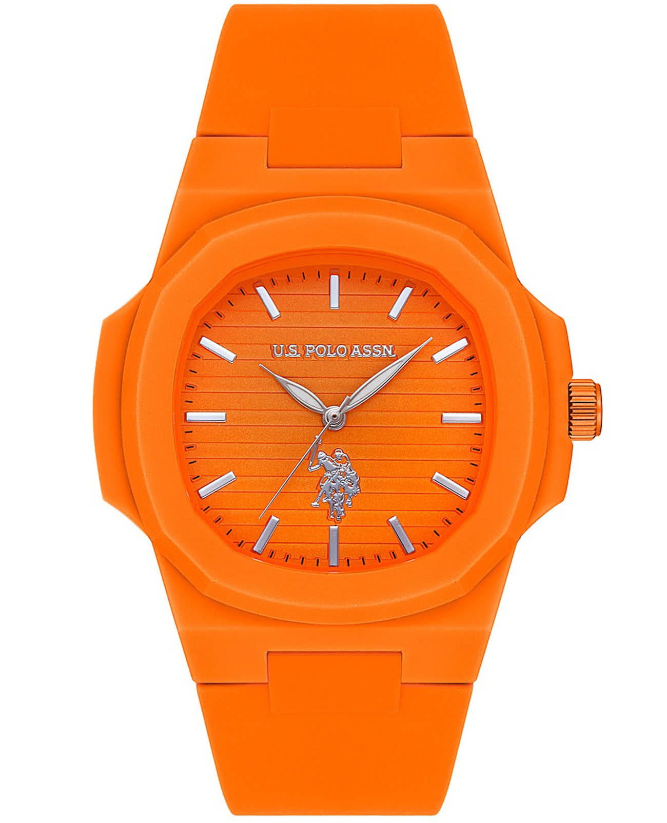 U.S. Polo Assn. U.S. Polo Assn. Yard USPA1050-04  USPA1050-04 кварцевые мужские часы оранжевый циферблат, браслет силикон — вид спереди