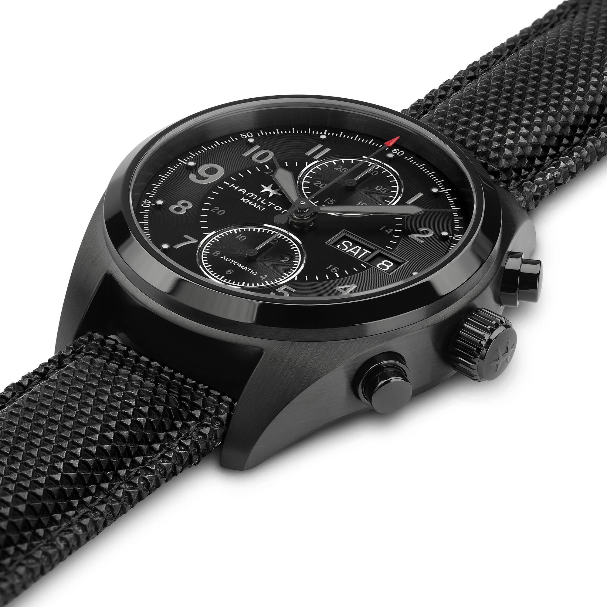 Hamilton Hamilton Khaki Field Auto Chrono H71626735, khaki field швейцария мужские часы на браслете каучук боковой вид