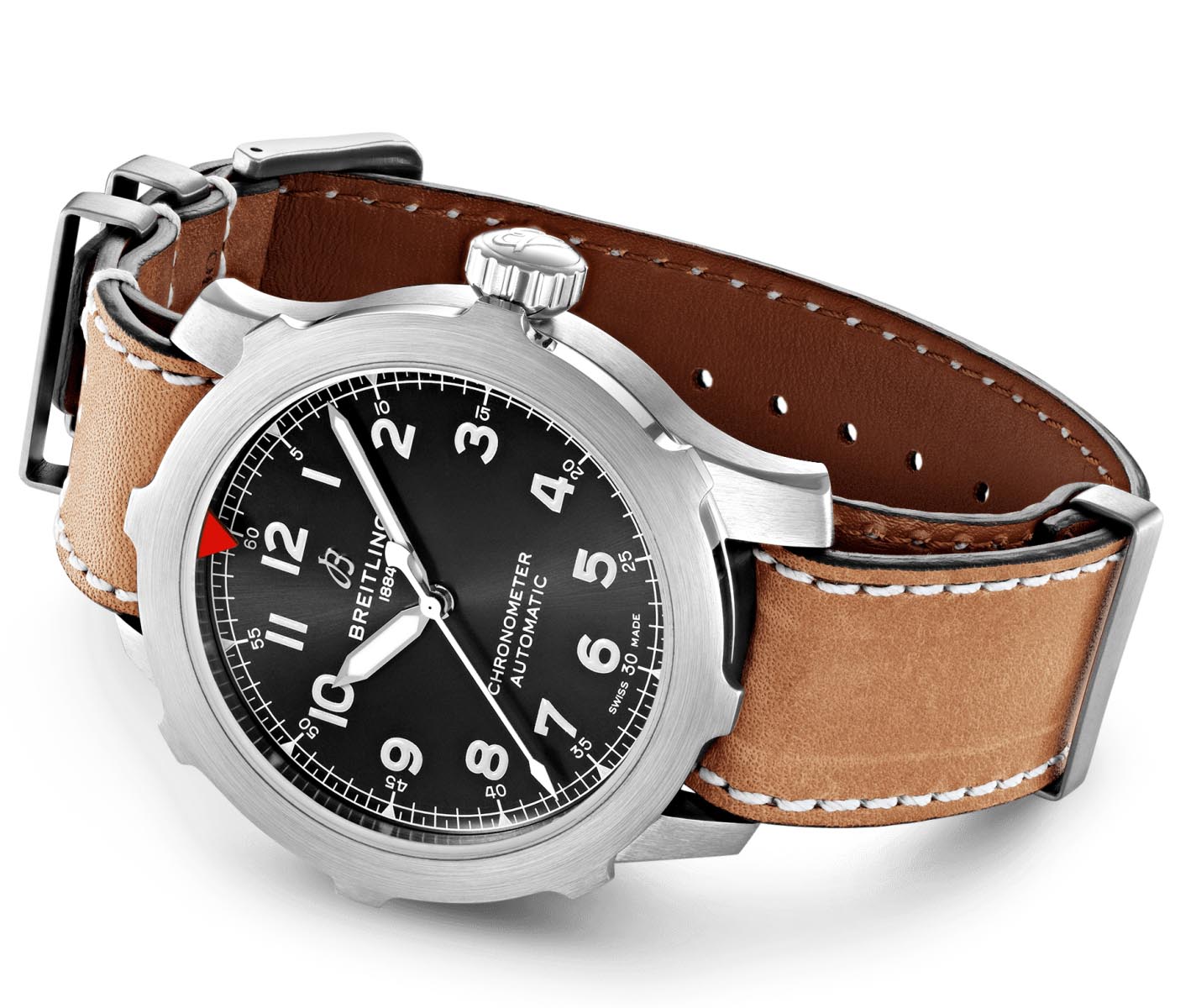 Breitling Breitling Aviator 8 B20 AB2040101B1X1, aviator 8 швейцария мужские часы на браслете кожаный боковой вид