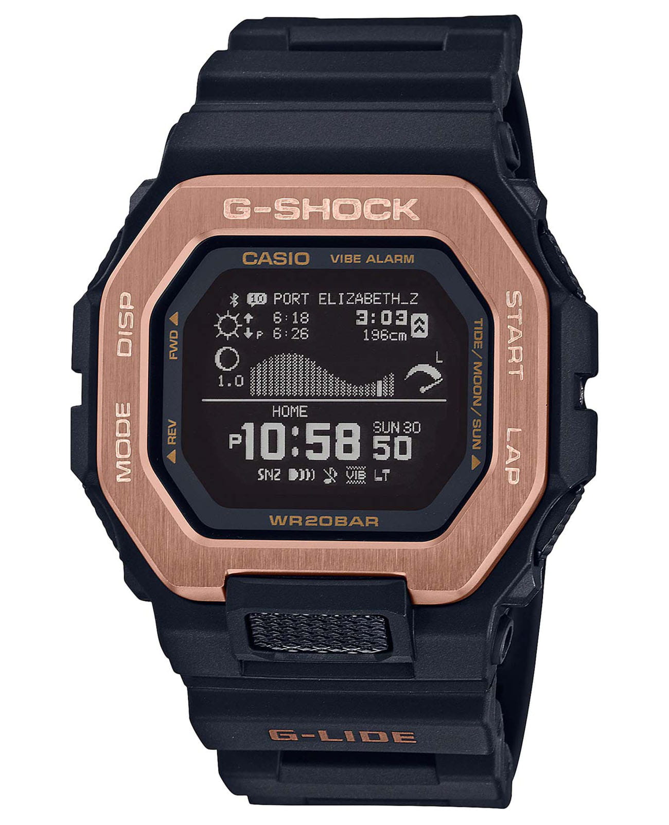 Casio Casio G-Shock GBX-100NS-4E  GBX-100NS-4ER электронные мужские часы черный циферблат, браслет полимер — вид спереди