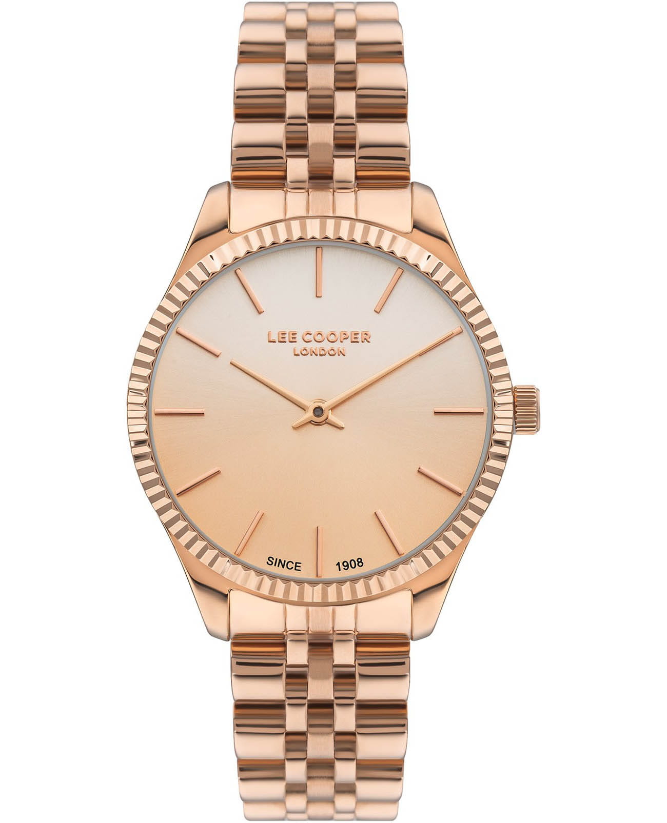 Lee Cooper Lee Cooper LC07682.430  LC07682.430 кварцевые женские часы золотой циферблат, браслет нержавеющая сталь с ip-покрытием — вид спереди