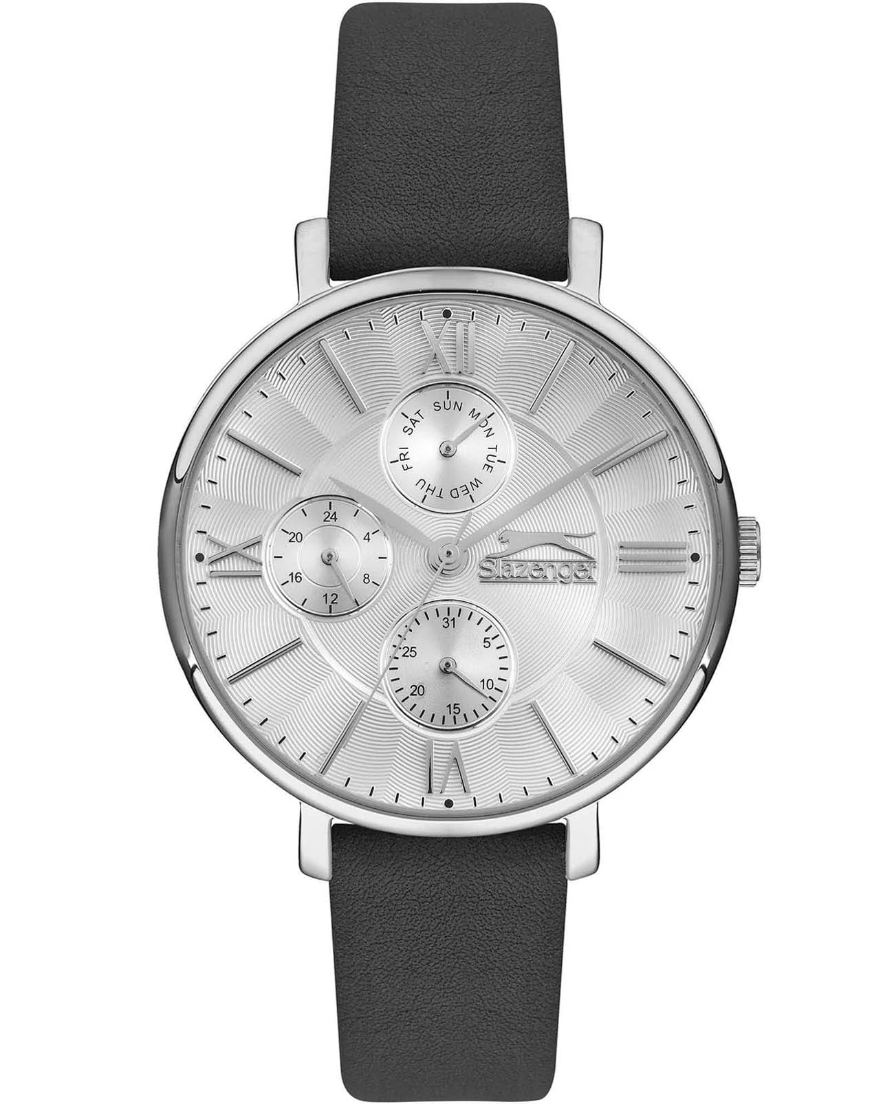 Slazenger Slazenger SL.09.6544.4.04  SL.09.6544.4.04 кварцевые женские часы серебристый циферблат, браслет кожаный — вид спереди
