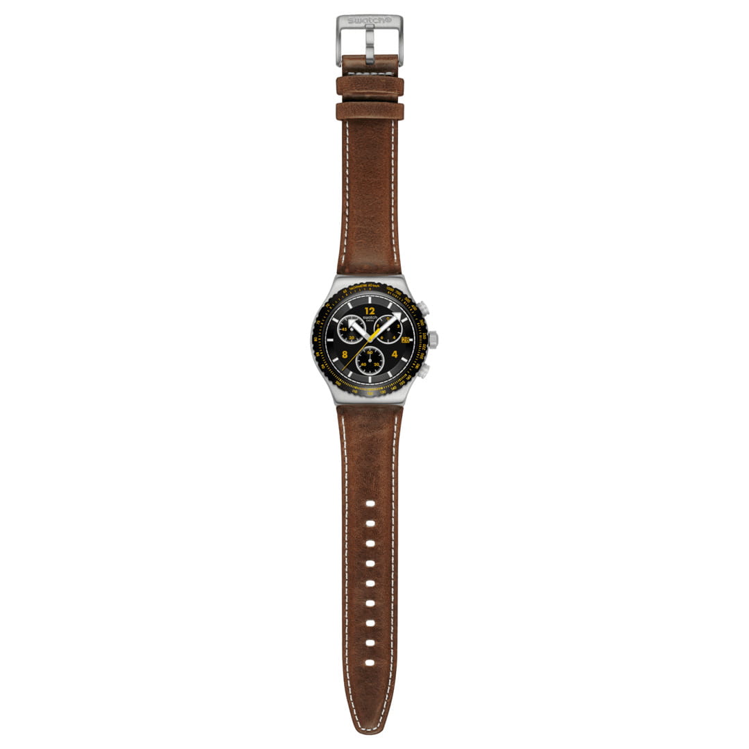Swatch Swatch I New Chrono YVS530, gent швейцария мужские часы на браслете кожаный боковой вид