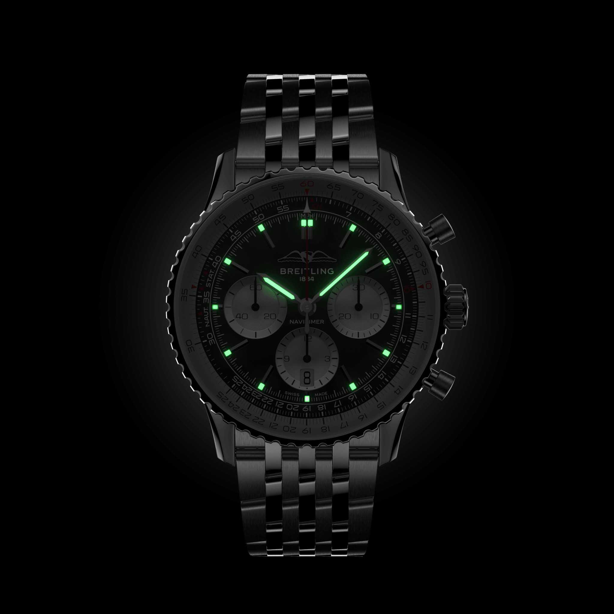 Оригинальные часы Breitling Breitling Navitimer B01 Chronograph 43 AB0138211B1A1 механические калибр механизма мануфактурный механизм breitling caliber b01 общий вид