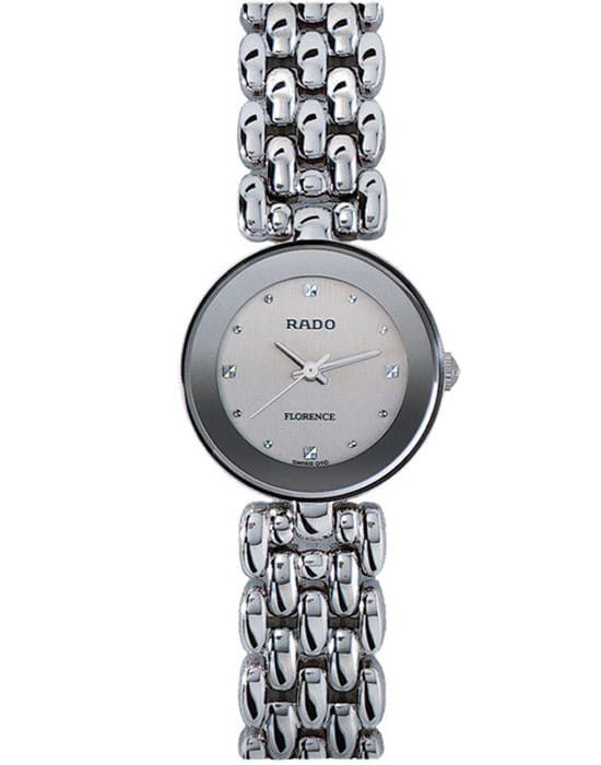 Rado Rado Florence Rondo R48744103  R48744103 кварцевые женские часы белый циферблат, браслет нержавеющая сталь — вид спереди