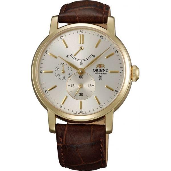 Orient Orient EZ09002S (FEZ09002S)  FEZ09002S механические мужские часы шампань циферблат, браслет кожа + текстиль — вид спереди