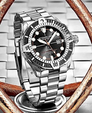 Stuhrling Stuhrling Aquadiver 1005.02 , наручные мужские часы фото под углом