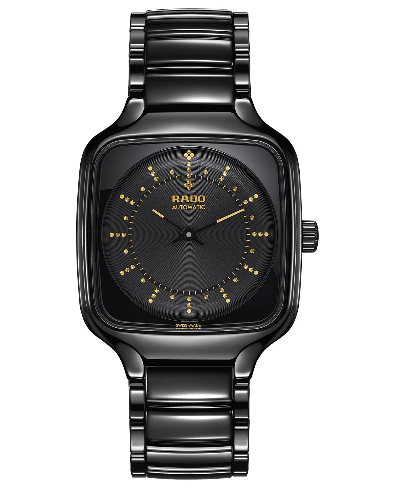 Rado Rado True Square True Heart R27078152 Automatic R27078152 механические мужские часы черный циферблат, браслет титан + высокотехнологичная плазменная керамика — вид спереди