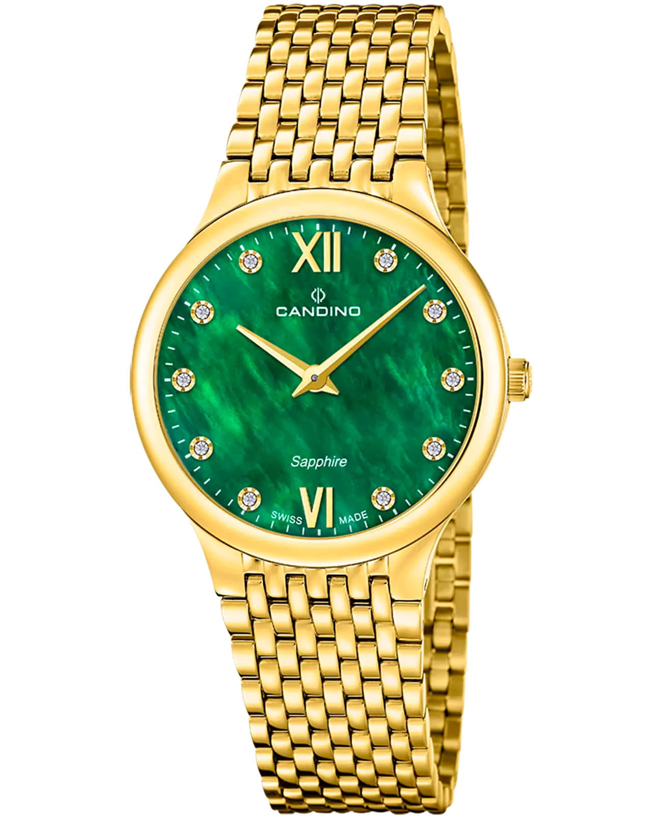 Candino Candino Series 1947 C4791/3  C4791/3 кварцевые женские часы зеленый циферблат, браслет нержавеющая сталь с pvd-покрытием — вид спереди