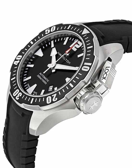 Hamilton Hamilton Khaki Navy Frogman H77605335, khaki navy швейцария мужские часы на браслете каучук боковой вид