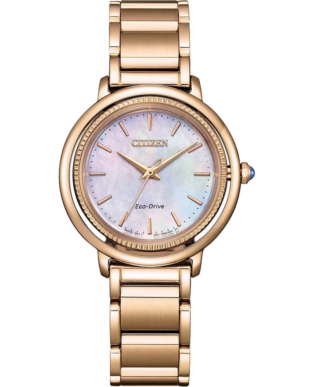 Citizen Citizen Citizen L EM1103-86Y  EM1103-86Y кварцевые женские часы перламутровый циферблат, браслет нержавеющая сталь с ip-покрытием — вид спереди