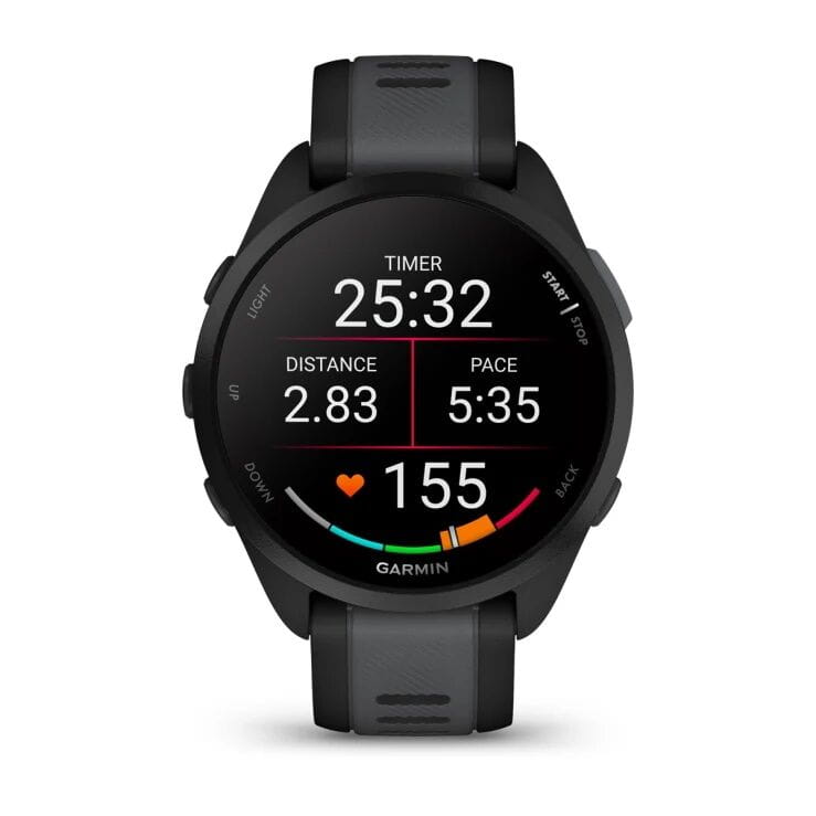 Garmin Garmin Forerunner 165 Music Black Slate 010-02863-30 электронные мужские часы часы крупный план  циферблата